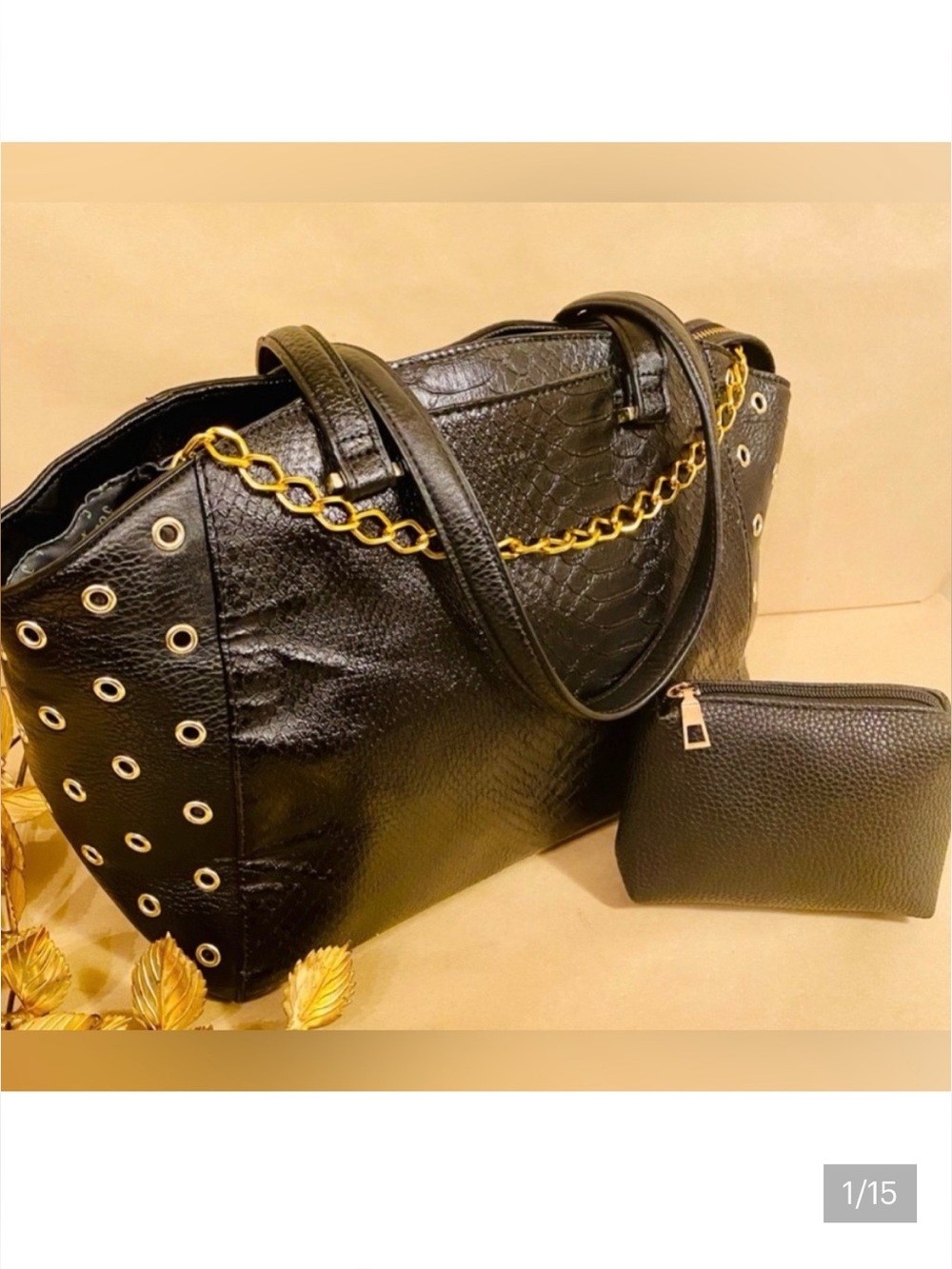 Olivia + Joy Crocodile Embossed shoulder/hobo bag w/matching Zipper pouch